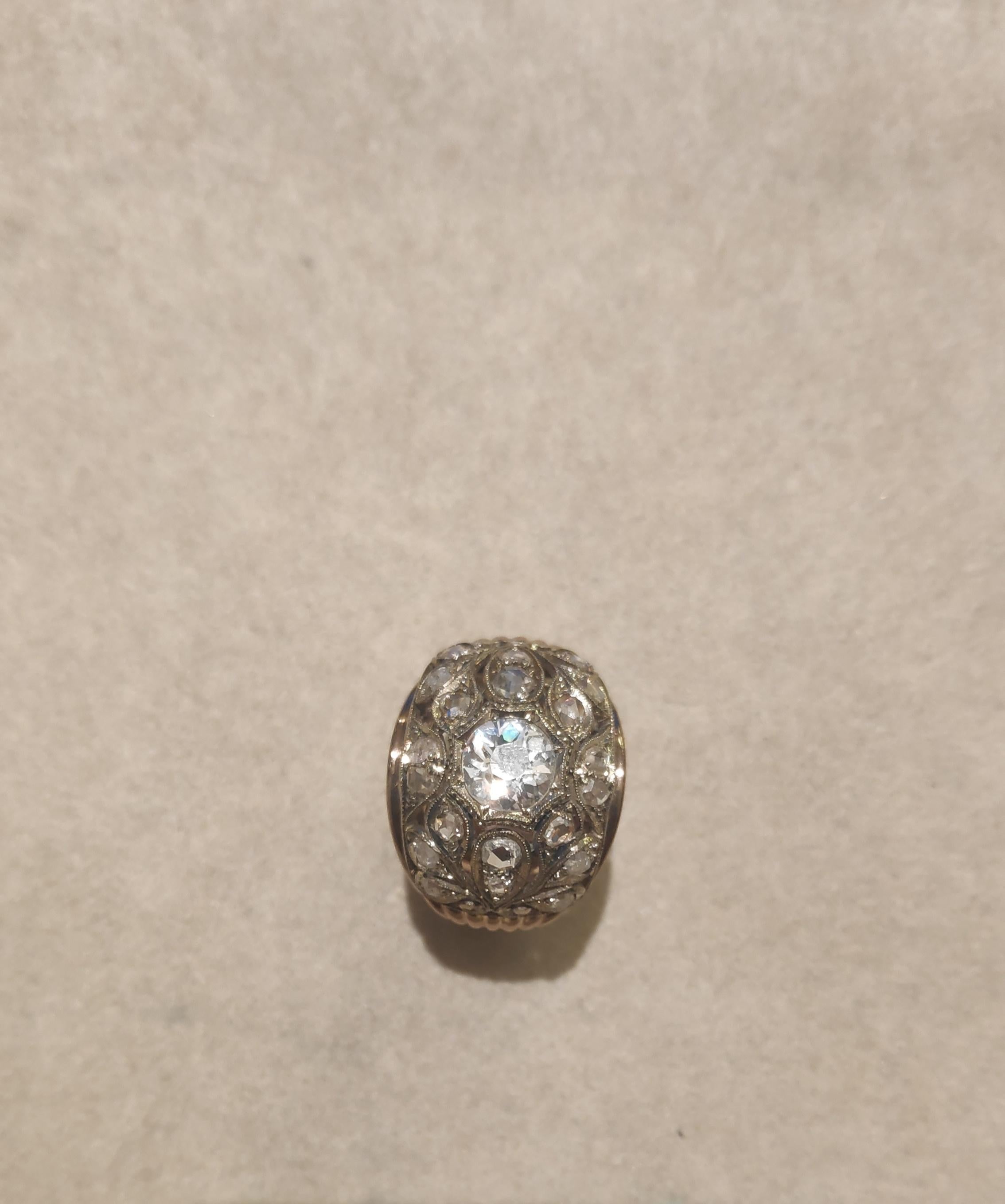 14 Karat Gold Ring, Old Cut Diamond 1.40 Ct 3