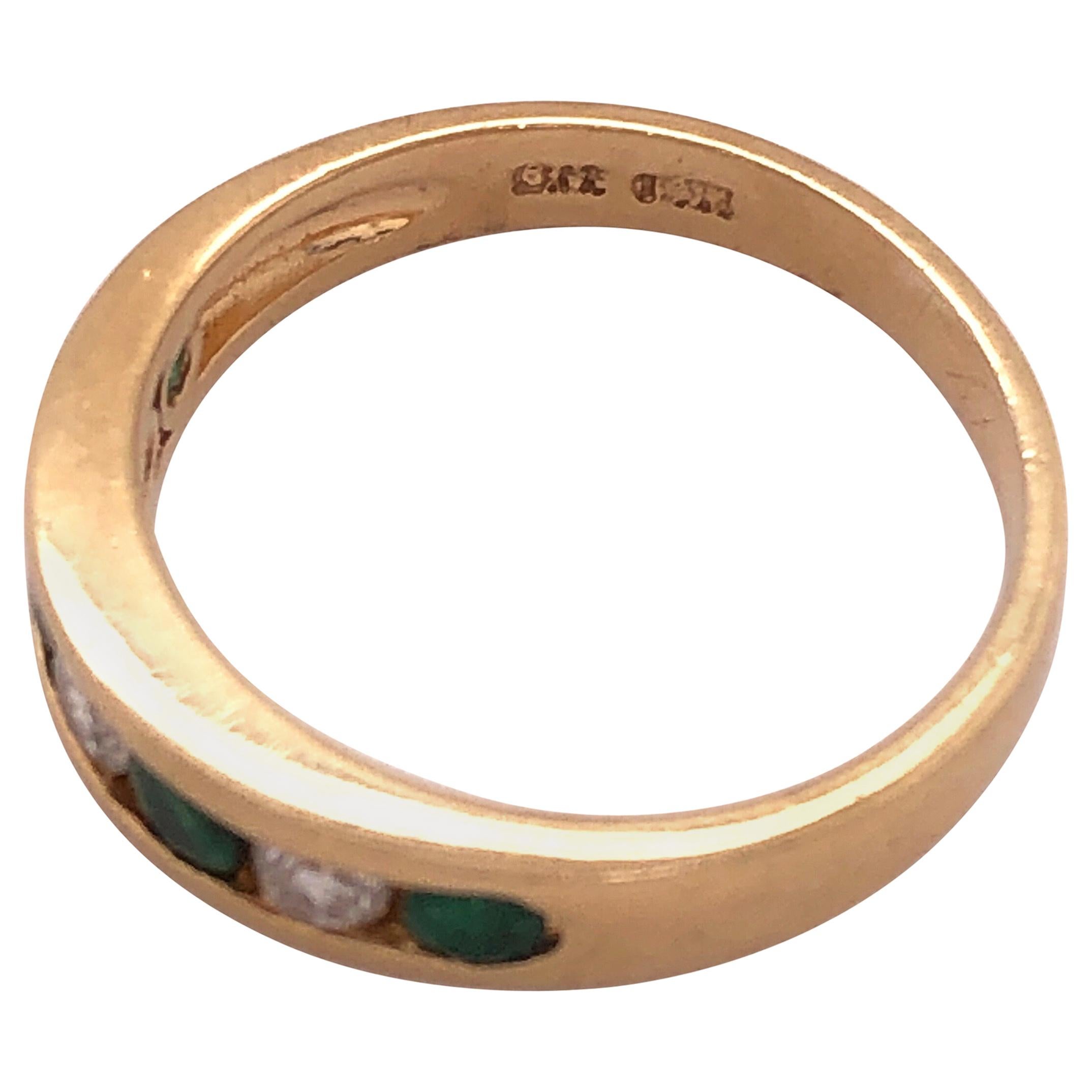 14 Karat Gold Ring or Wedding Band Seven-Stones Emerald and Diamond .36TDW For Sale