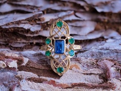 Vintage inspirierter mehrfarbiger 14k Goldring