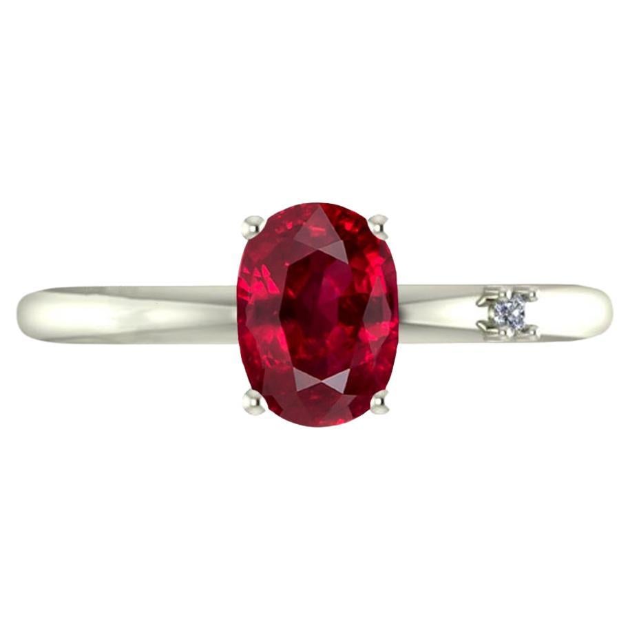 14 karat Gold Ring with Ruby and Diamond. Ruby Stackable Ring. July birthstone