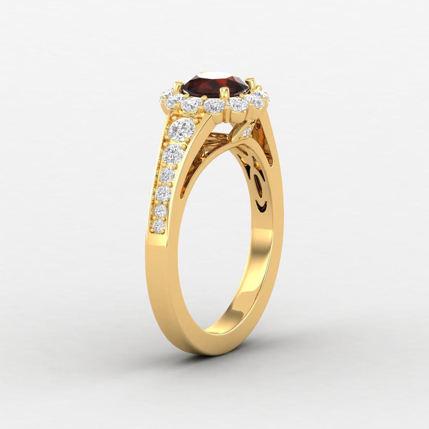 Detalles del artículo:-

✦ SKU:- JRG00360YYY

✦ Especificación del producto:-
- Oro Kt: 14K (también disponible en 18K)
- Color de oro disponible: Oro rosa, Oro amarillo, Oro blanco
- Granate redondo: 1 ud. 5 MM
- Diamante redondo (H-I) (SI): 2