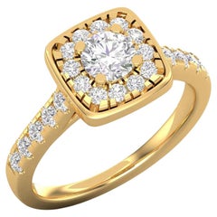 14 Karat Gold Ring mit rundem 5 MM Moissanit / 2 MM Diamantring / Solitär