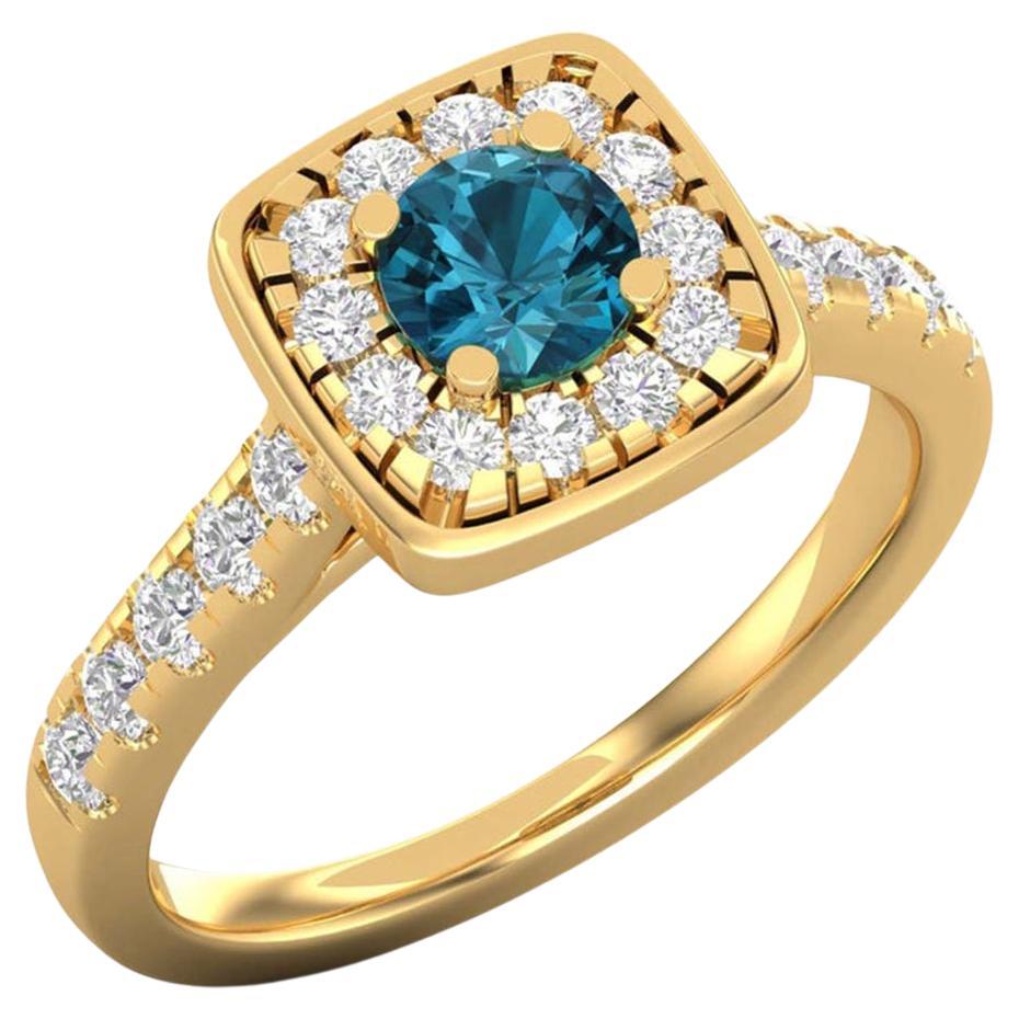 14 Karat Gold Round Swiss Topaz Ring / Diamond Ring / Solitaire Ring For Sale