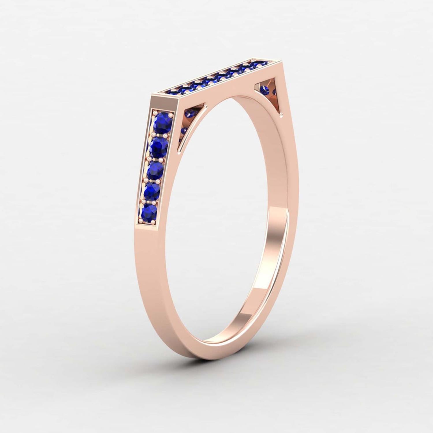Round Cut 14 karat Gold Round Blue Sapphire Ring / Gold Engagement Ring / Ring for Her For Sale