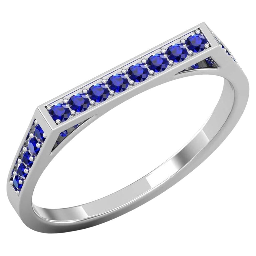 14 Karat Gold Ring mit rundem blauem Saphir / Gold Verlobungsring / Ring für sie