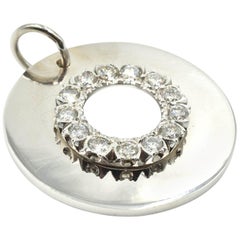 14 Karat Gold Round Brilliant 1.38 Carat Diamond Circle Pendant, 15.20 Grams