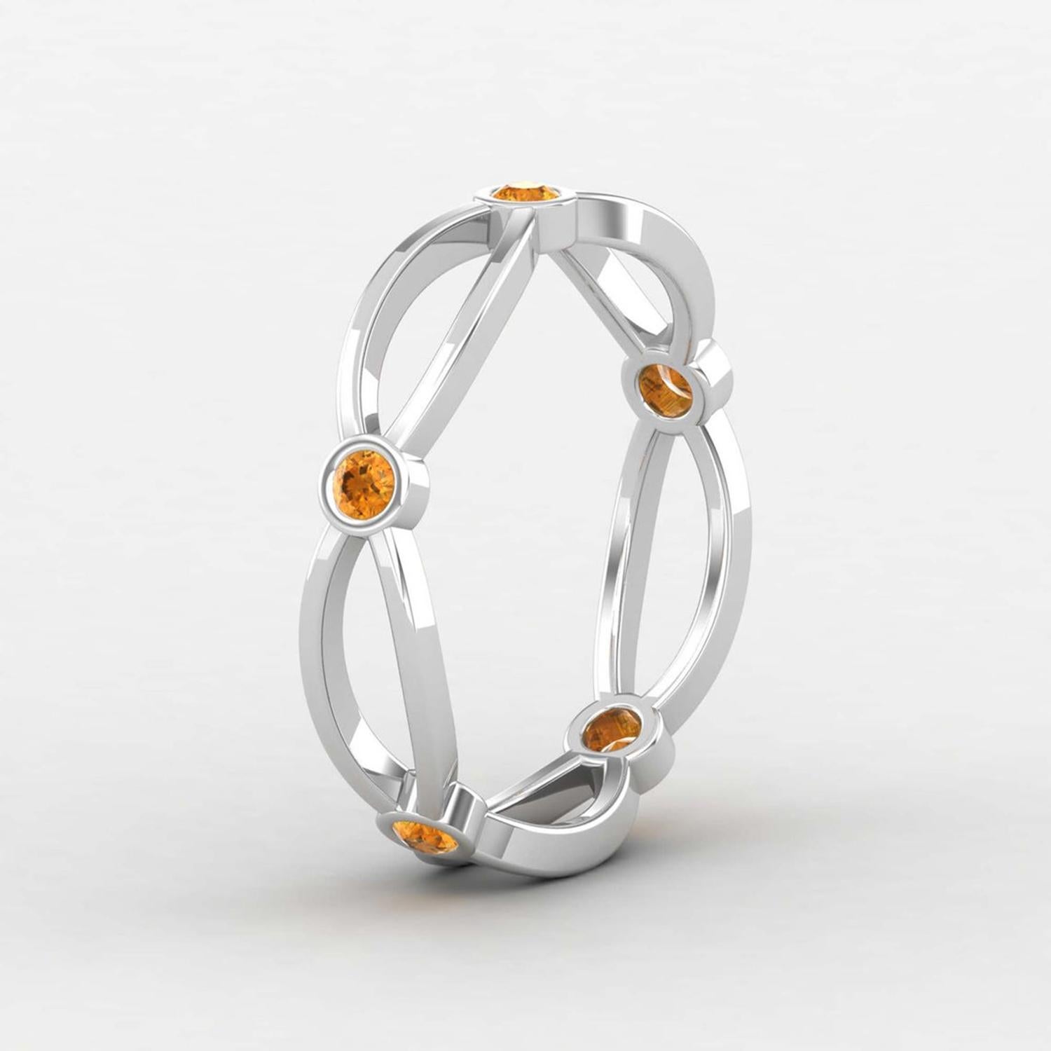 Modern 14 Karat Gold Round Citrine Ring / November Birthstone Ring / Ring for Her For Sale