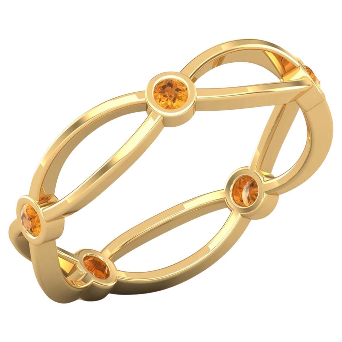 Bague en or 14 carats avec citrine ronde / Bague de naissance de novembre pour elle