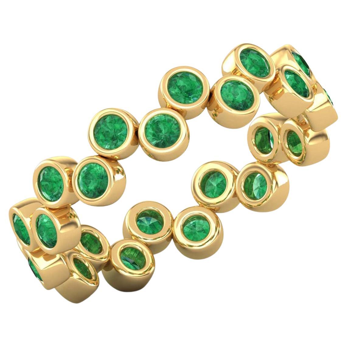 14 Karat Gold Round Cut Emerald Ring / Gold Engagement Ring / Ring for Her For Sale
