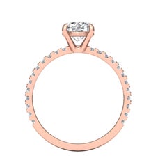 14 Karat Gold Round Diamond with Pavé 1 Carat Center '1.3 Carat' F VS2 GIA