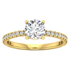 14 Karat Gold Round Diamond with Pavé 1 Carat Center 
1.3 Carat
 F VS2 GIA