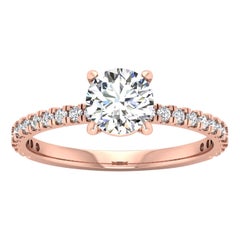 14 Karat Gold Round Diamond with Pavé 1 Carat Center 
1.3ctw
 I SI2 GIA