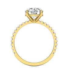14 Karat Gold Round Diamond with Pavé 2 Carat Center '2.3 Carat' I SI2 GIA