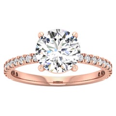 14 Karat Gold Round Diamond with Pavé 2 Carat Center '2.3ctw' I SI2 GIA