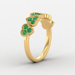 14 karat Gold Round Emerald Ring / Gold Engagement Ring / Heart Ring for Her