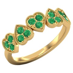 14 karat Gold Round Emerald Ring / Gold Engagement Ring / Heart Ring for Her