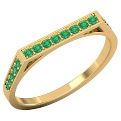 14 Karat Gold Round Green Emerald Ring / Gold Engagement Ring / Ring for Her