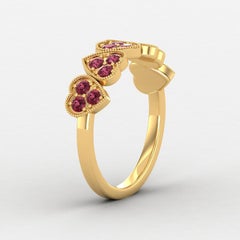 14 karat Gold Round Red Garnet Ring / Gold Engagement Ring / Heart Ring for Her