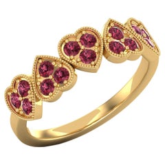 14 karat Gold Round Red Garnet Ring / Gold Engagement Ring / Heart Ring for Her