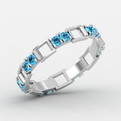 14 Karat Gold Round Swiss Blue Topaz Ring / Gold Engagement Ring / Ring for Her