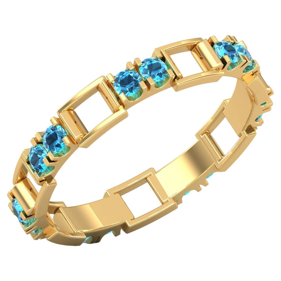 14 Karat Gold Round Swiss Blue Topaz Ring / Gold Engagement Ring / Ring for Her For Sale