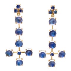 14 Karat Gold Royal Blue Moonstone Earrings
