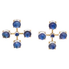 14 Karat Gold Royal Blue Moonstone Earrings