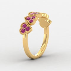 14 Karat Gold Rubellite Tourmaline Ring / Gold Wedding Ring / Heart Ring for Her