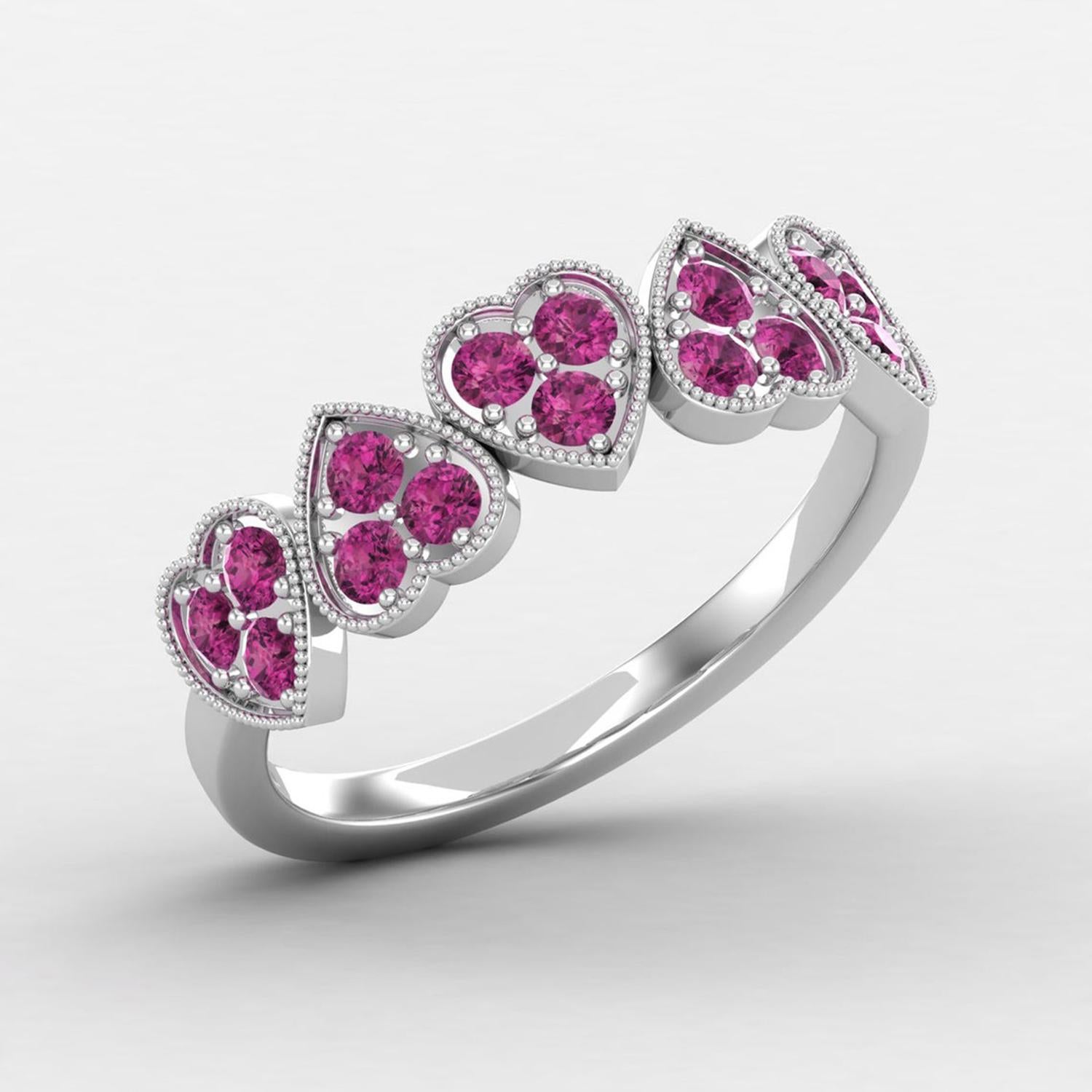 14 Karat Gold Rubellite Tourmaline Ring / Gold Wedding Ring / Heart Ring for Her In New Condition For Sale In Jaipur, RJ