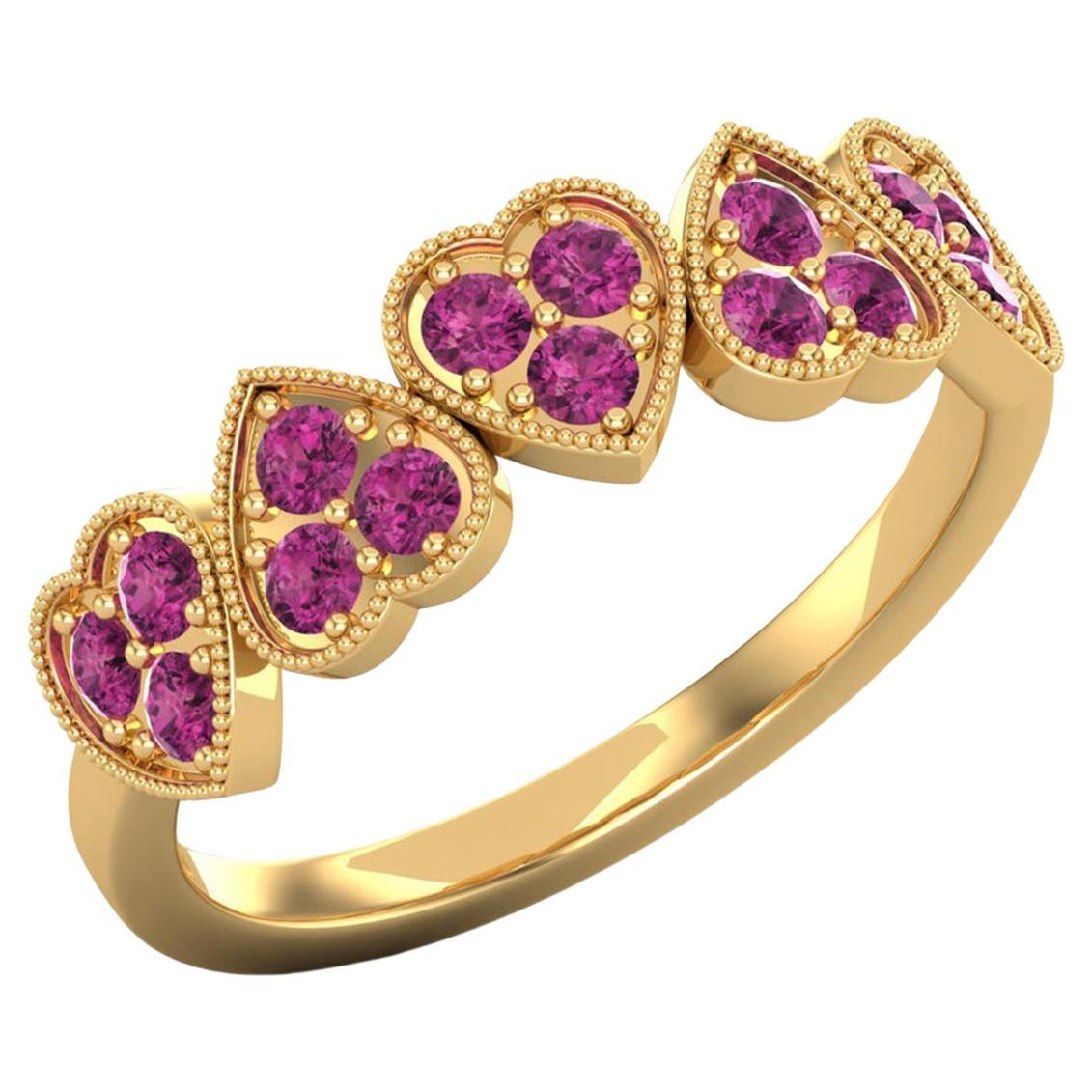 14 Karat Gold Rubellite Tourmaline Ring / Gold Wedding Ring / Heart Ring for Her For Sale