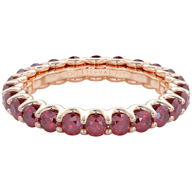 14 Karat Gold Ruby Eternal Fit Eternity Band Features 2.88 Carat of Red ...