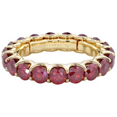 14 Karat Gold Ruby Eternal Fit Eternity Band Features 3.81 Carat of Red