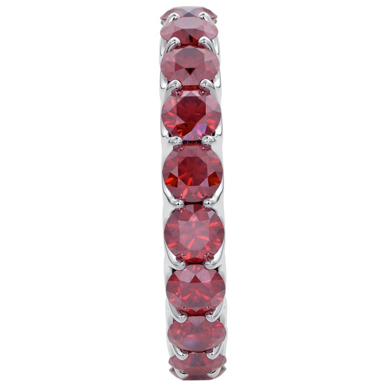 14 Karat Gold Ruby Eternal Fit Eternity Band Features 4.00 Carat of Red ...