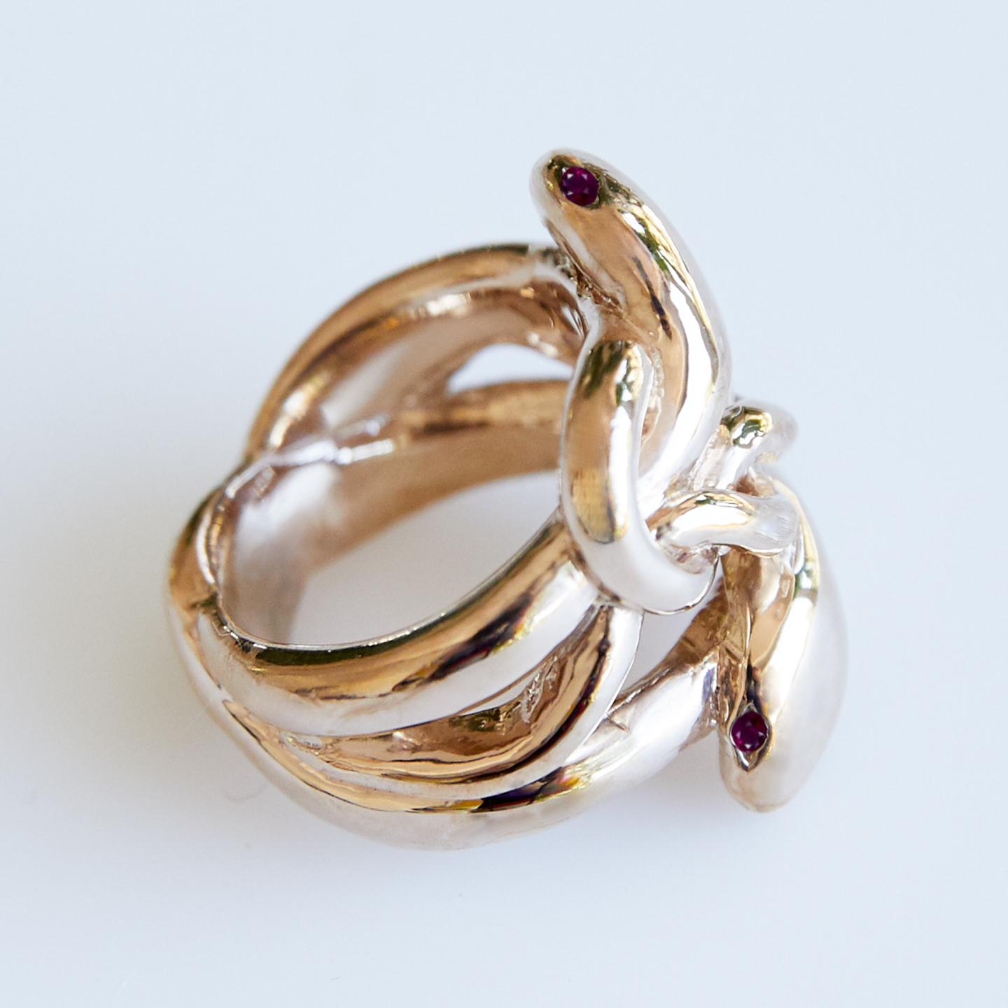 Rubin-Goldschlangen-Ring Cocktail-Ring im viktorianischen Stil J DAUPHIN
J DAUPHIN 