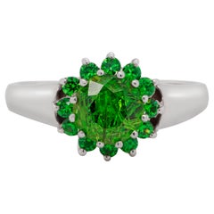 14 Karat Gold Russian Demantoid Garnet Ring with Inclusions of Bissolite