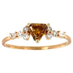 14 Karat Gold Rustic Design Champagne Color Diamond Ring 'Center-0.37 Carat'