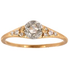 14 Karat Gold Rustic Salt and Pepper Rose Cut Diamond Ring 'Center-0.65 Carat'