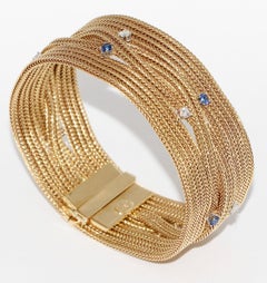 14 Karat Gold Sapphire and Diamond Bracelet, Bangle by Grosse 'Christian Dior'