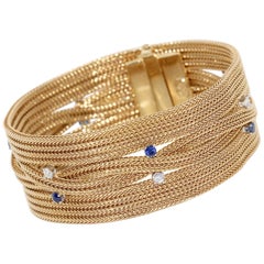 14 Karat Gold Sapphire and Diamond Bracelet, Bangle by Grosse 'Christian Dior'
