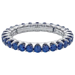 14 Karat Gold Sapphire Eternal Fit Eternity Band Features 1.59 Carat of Blue