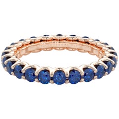 14 Karat Gold Sapphire Eternal Fit Eternity Band Features 2.53 Carat of Blue