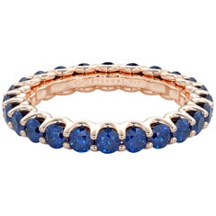 14 Karat Gold Sapphire Eternal Fit Eternity Band Features 2.65 Carat of Blue