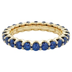 14 Karat Gold Sapphire Eternal Fit Eternity Band Features 2.76 Carat of Blue