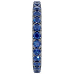 14 Karat Gold Sapphire Eternal Fit Eternity Band Features 2.76 Carat of Blue