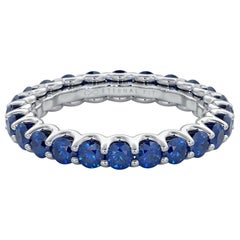 14 Karat Gold Sapphire Eternal Fit Eternity Band Features 2.76 Carat of Blue