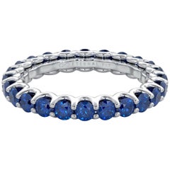 14 Karat Gold Sapphire Eternal Fit Eternity Band Features 2.99 Carat of Blue