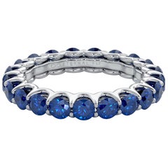 14 Karat Gold Sapphire Eternal Fit Eternity Band Features 3.10 Carats of Blue