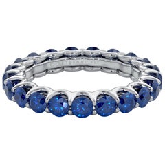 14 Karat Gold Sapphire Eternal Fit Eternity Band Features 3.26 Carat of Blue