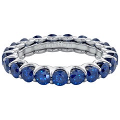 14 Karat Gold Sapphire Eternal Fit Eternity Band Features 3.26 Carat of Blue