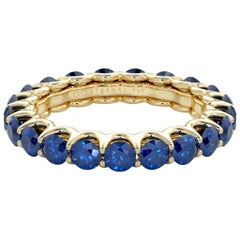 14 Karat Gold Sapphire Eternal Fit Eternity Band Features 3.26 Carat of Blue